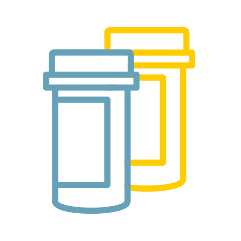 Medication bottles side-by-side